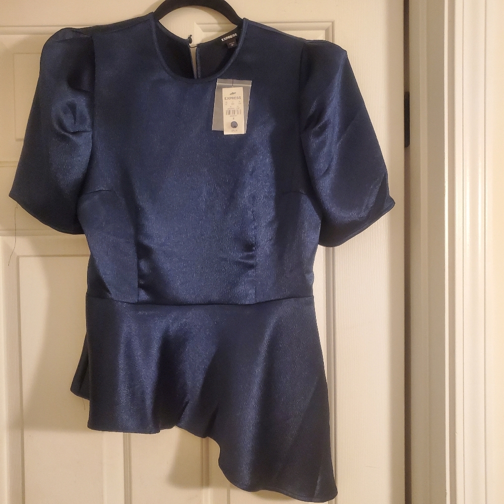 Navy peplum top